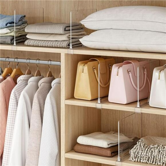 Clear Acrylic Shelf Dividers Closet Organizer 8 Pack Purse Towel Blanket Storage - Picture 6 of 8